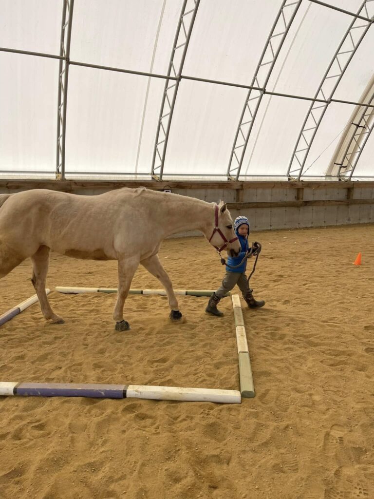Small Town Horsemanship Horse Camp taught horse care, groundwork, tack maintenance, and riding, building skills, confidence, and responsibility in young riders.